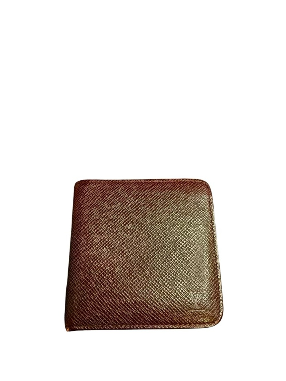 LOUIS VUITTON - DARK BROWN BURGUNDY TAIGA PORTE BILLETS MONNAIE ZIP WALLET